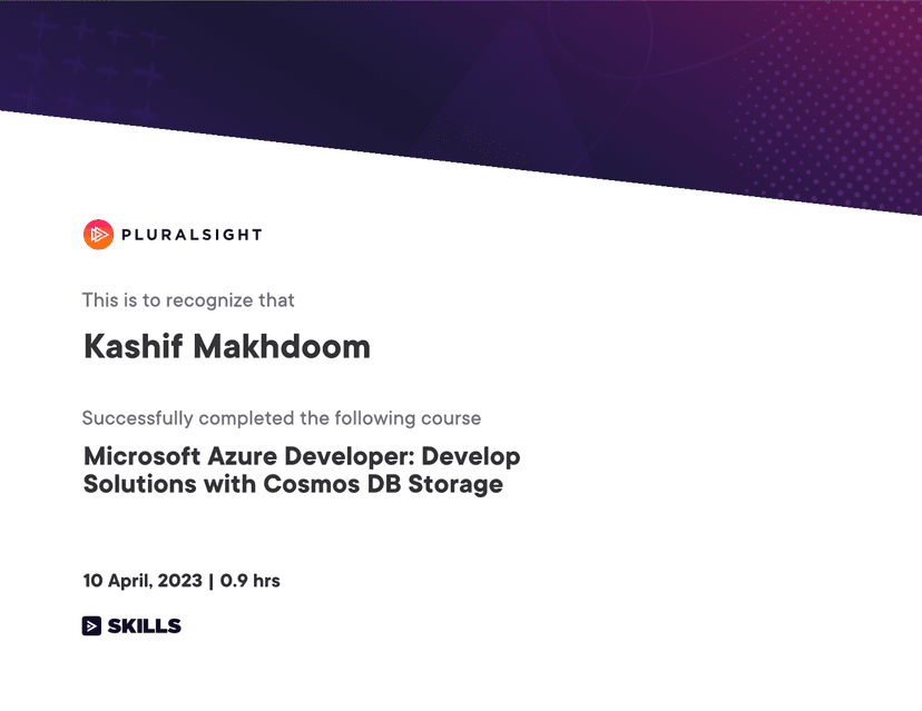 Microsoft Azure Developer: Develop Solutions with Cosmos DB Storage